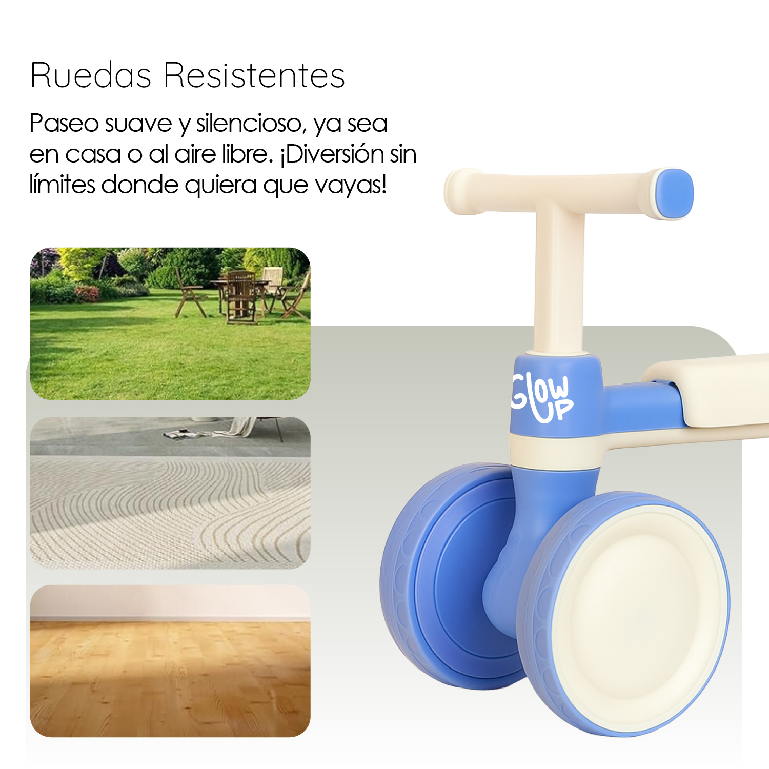TRICICLO INFANTIL DE 4 RUEDAS FIORI AZUL GLOWUP - 4