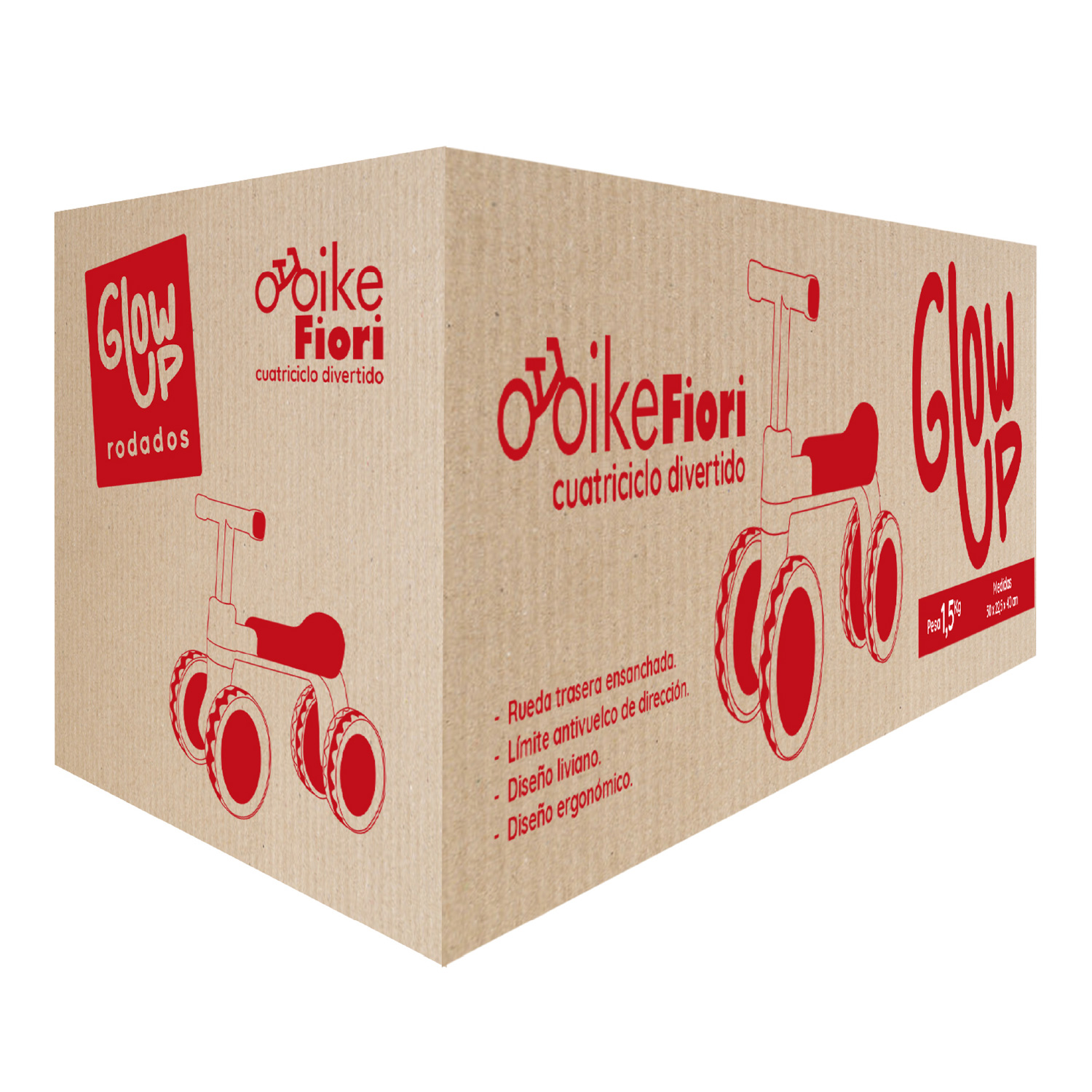 TRICICLO INFANTIL DE 4 RUEDAS FIORI AZUL GLOWUP - 8