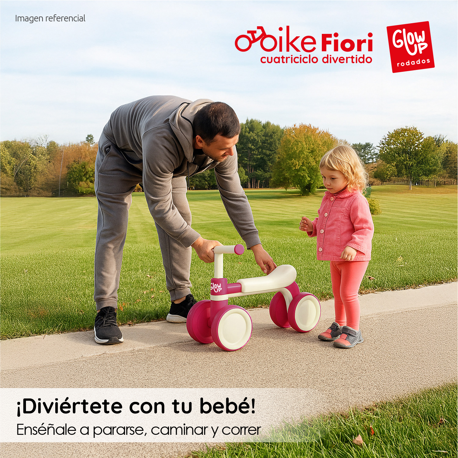 TRICICLO INFANTIL DE 4 RUEDAS FIORI ROJO GLOWUP - 7