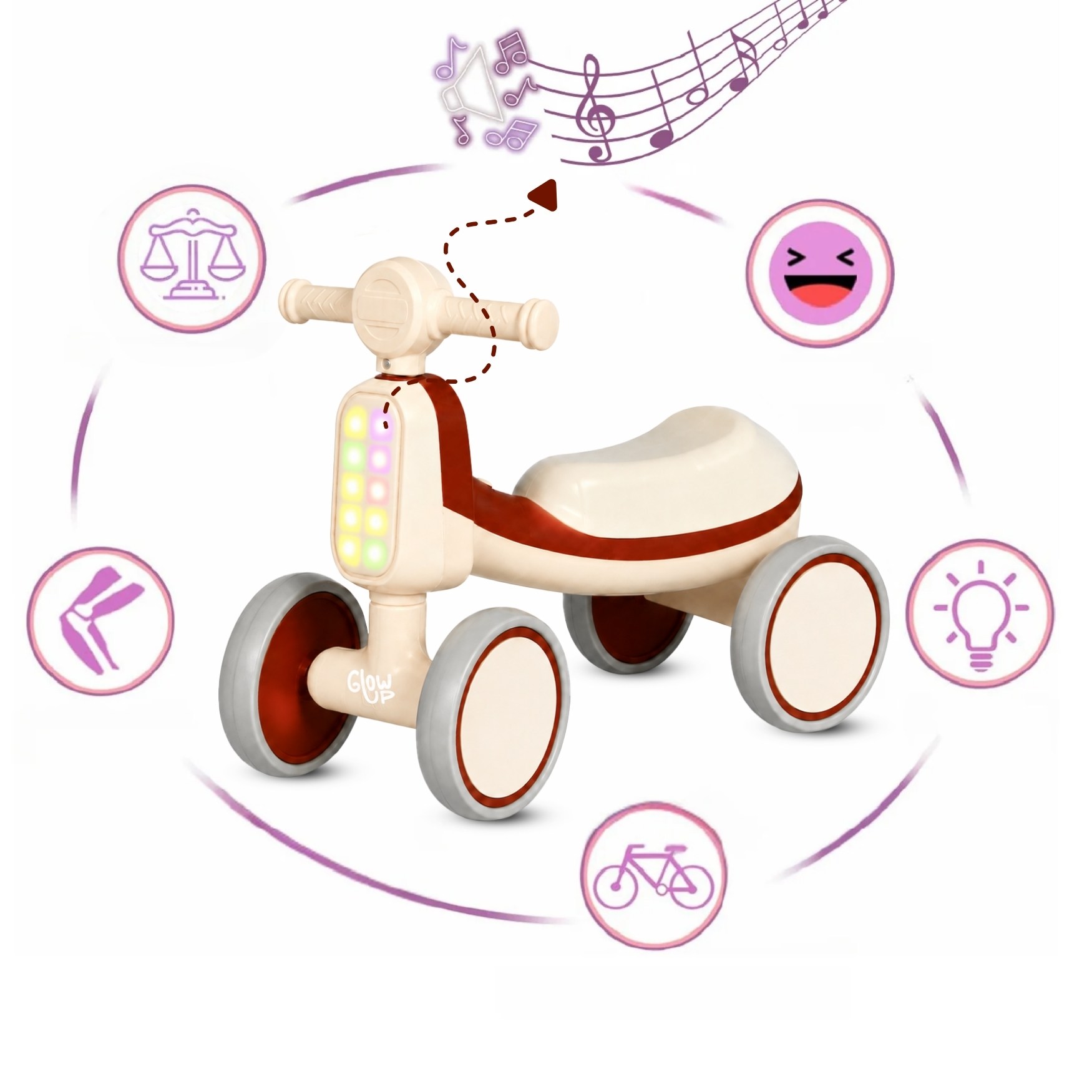 Cuatriciclo Infantil con Luz y Sonido Bambi Bordó GlowUp - 2