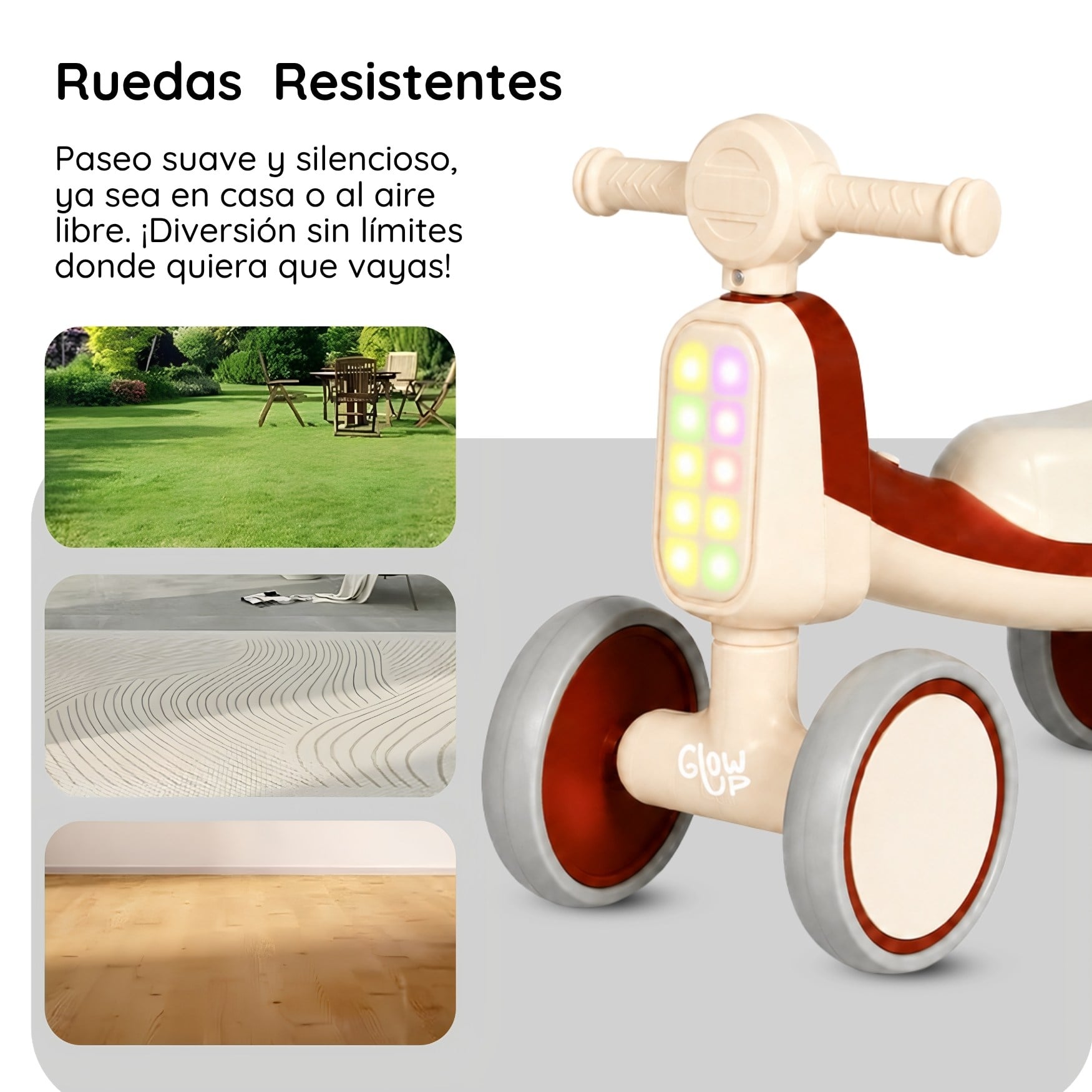 Cuatriciclo Infantil con Luz y Sonido Bambi Bordó GlowUp - 3