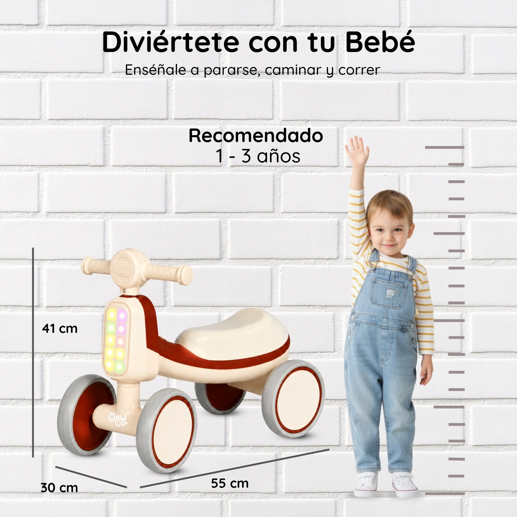 Cuatriciclo Infantil con Luz y Sonido Bambi Bordó GlowUp - 4