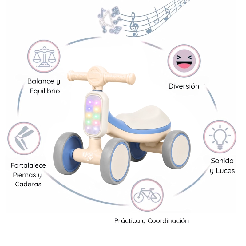 Cuatriciclo Infantil con Luz y Sonido Bambi Azul GlowUp - 1