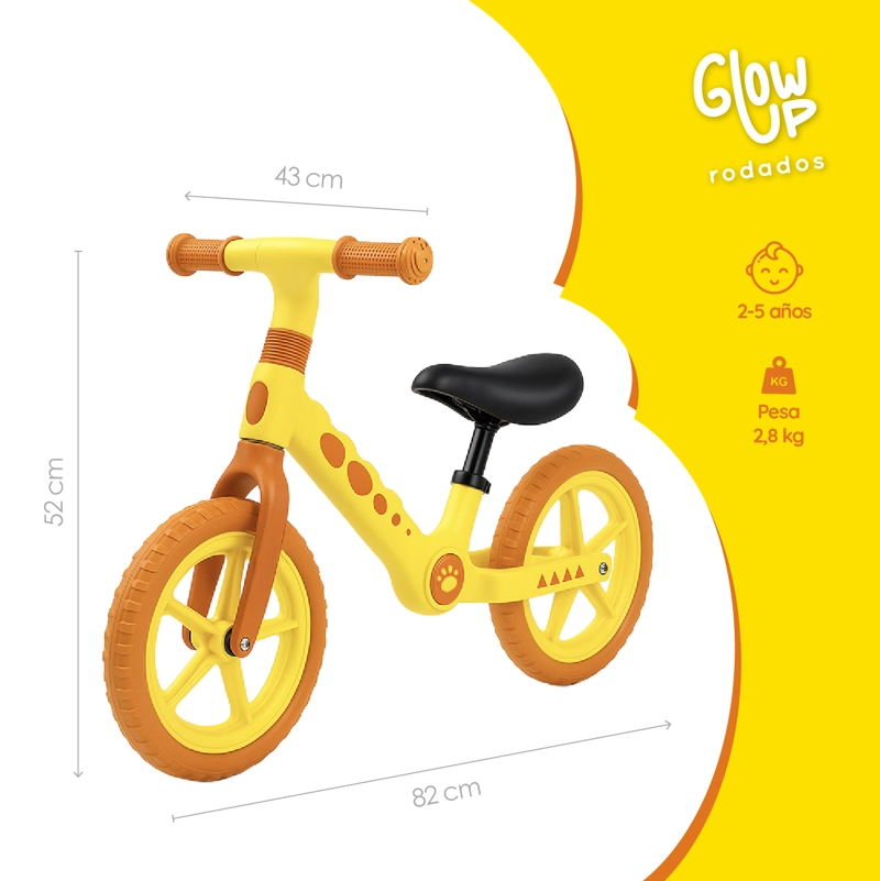 BICICLETA DE EQUILIBRIO INFANTIL SHGAT GIRA EN COLOR AMARILLO GLOWUP - 2