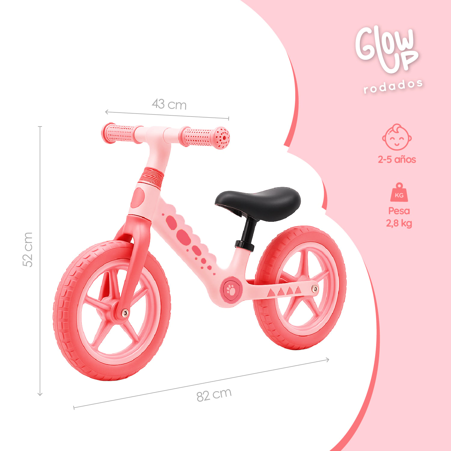 BICICLETA DE EQUILIBRIO INFANTIL SHGAT KOA ROSADA GLOWUP - 2