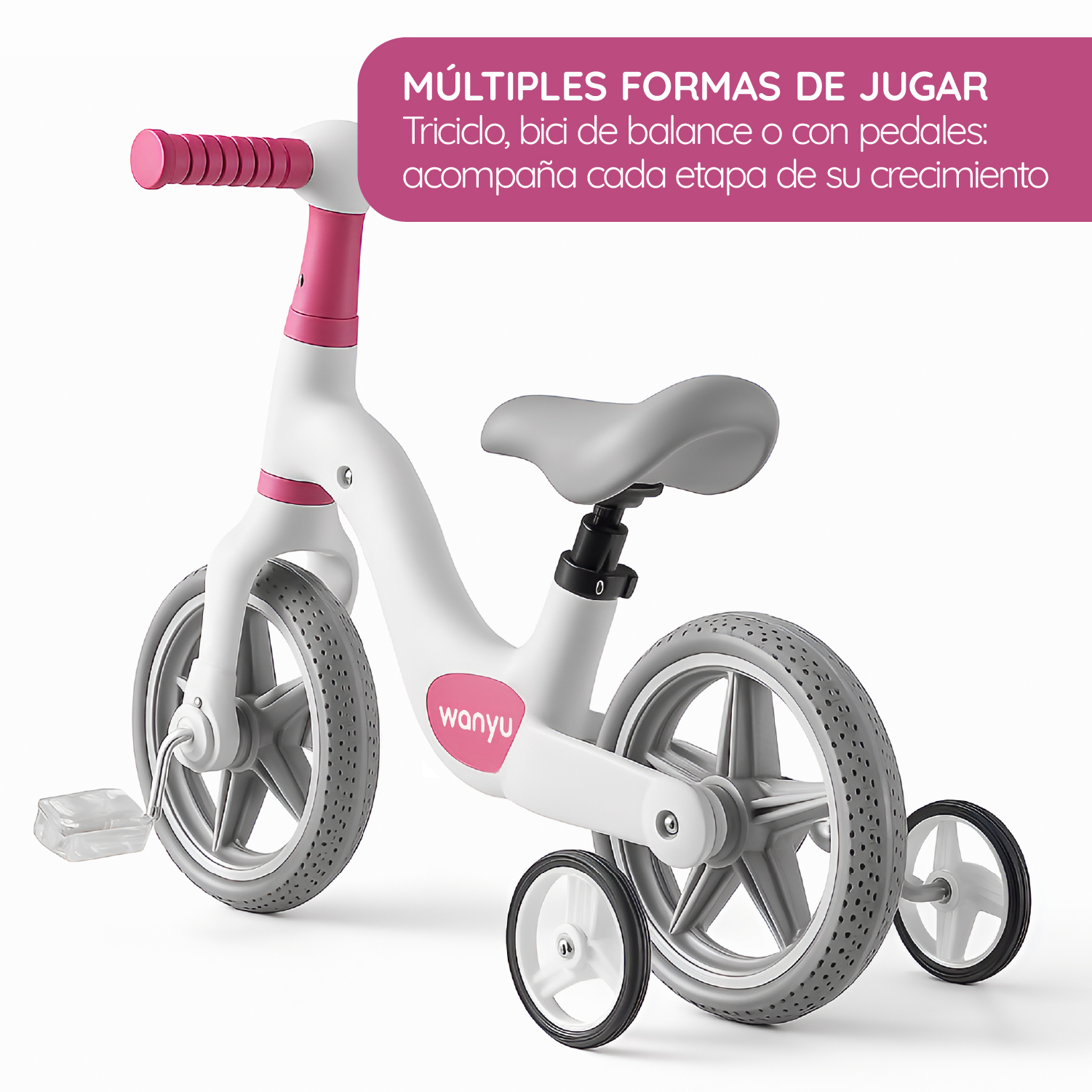 BICICLETA APRENDIZAJE NIÑO Y NIÑA WANYU AURA LUZ LED GLOWUP - 5