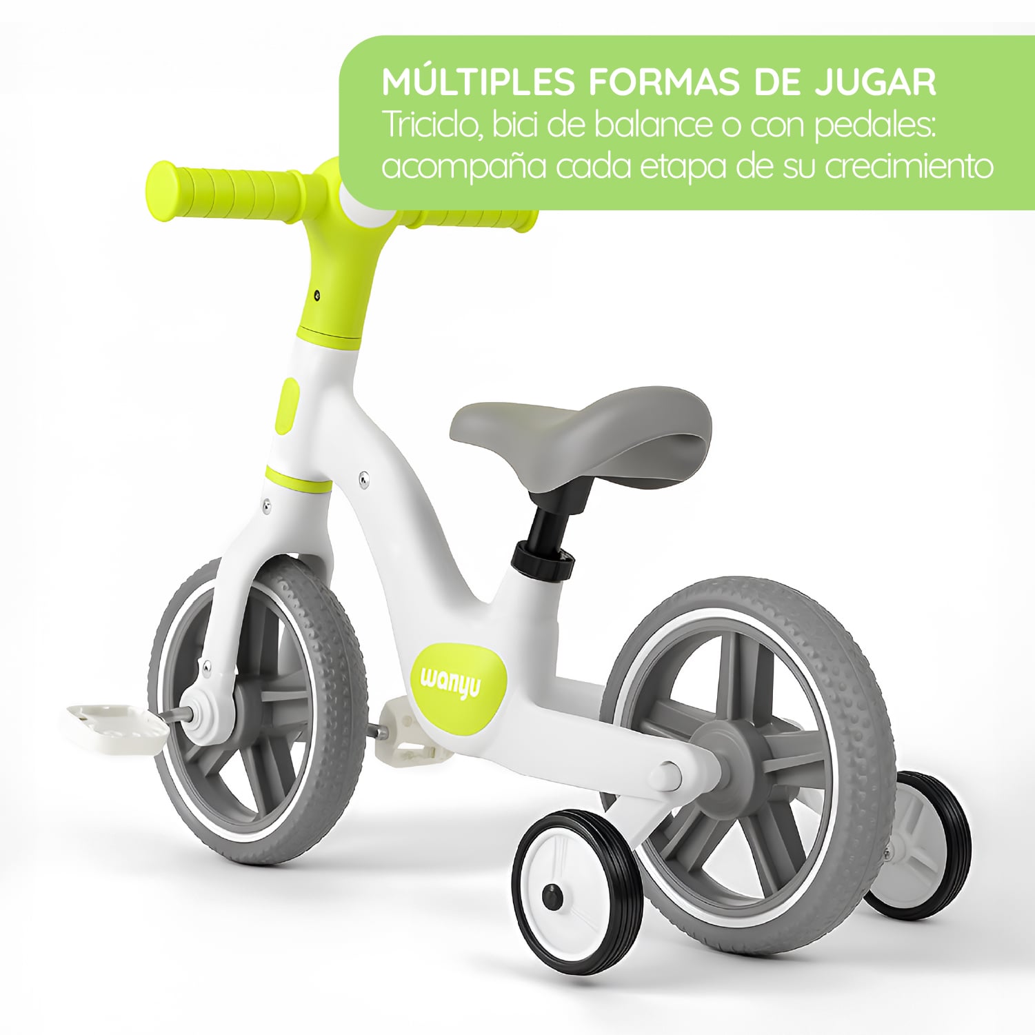 BICICLETA APRENDIZAJE NIÑO Y NIÑA WANYU LUMEN LUZ LED GLOWUP - 5
