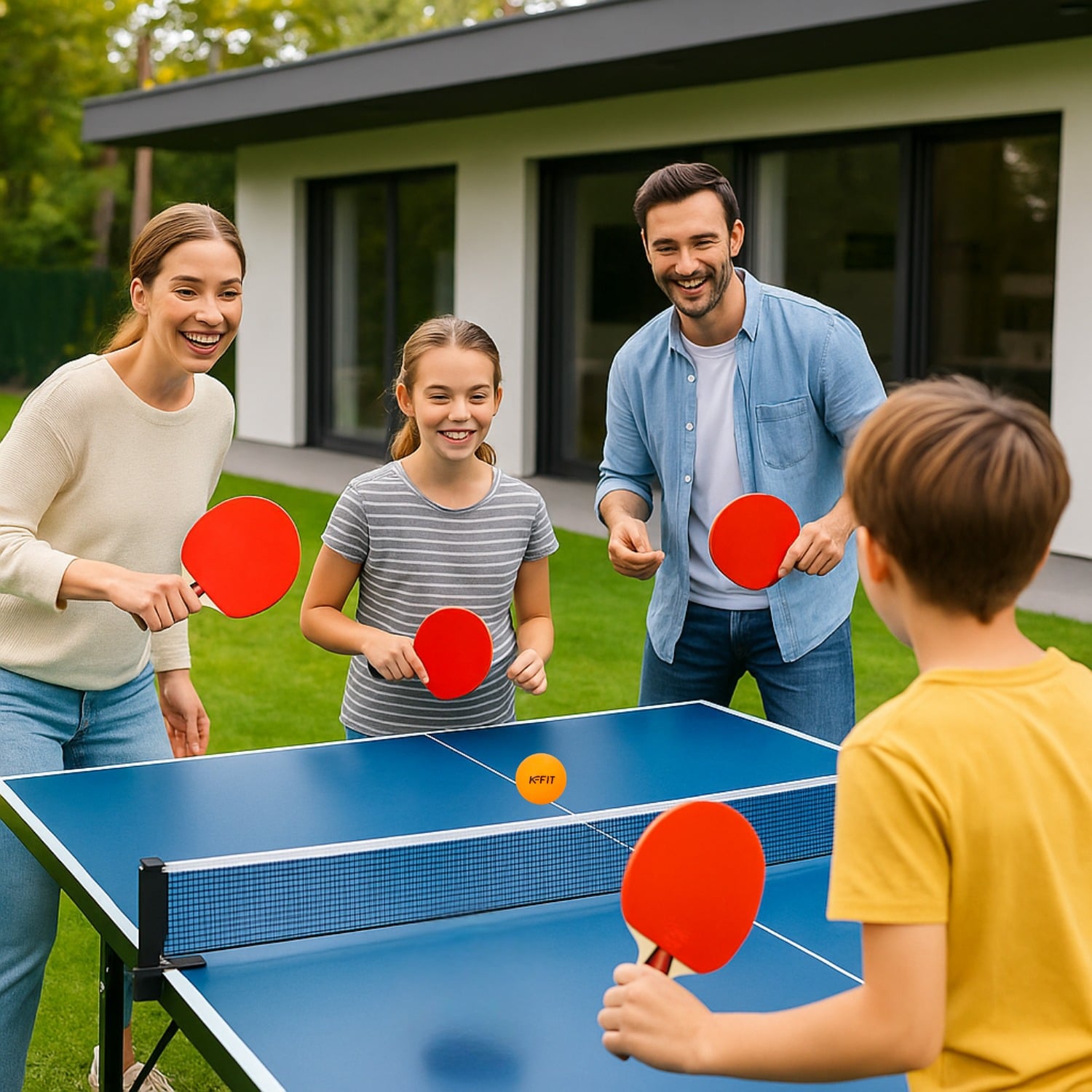 PACK DE 4 PALETAS PING PONG + 12 PELOTAS NARANJAS Y BLANCOS K-FIT - 2