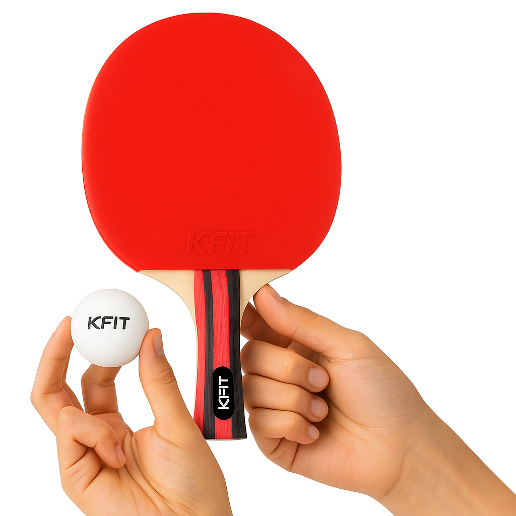 PACK DE 4 PALETAS PING PONG + 12 PELOTAS NARANJAS Y BLANCOS K-FIT - 5
