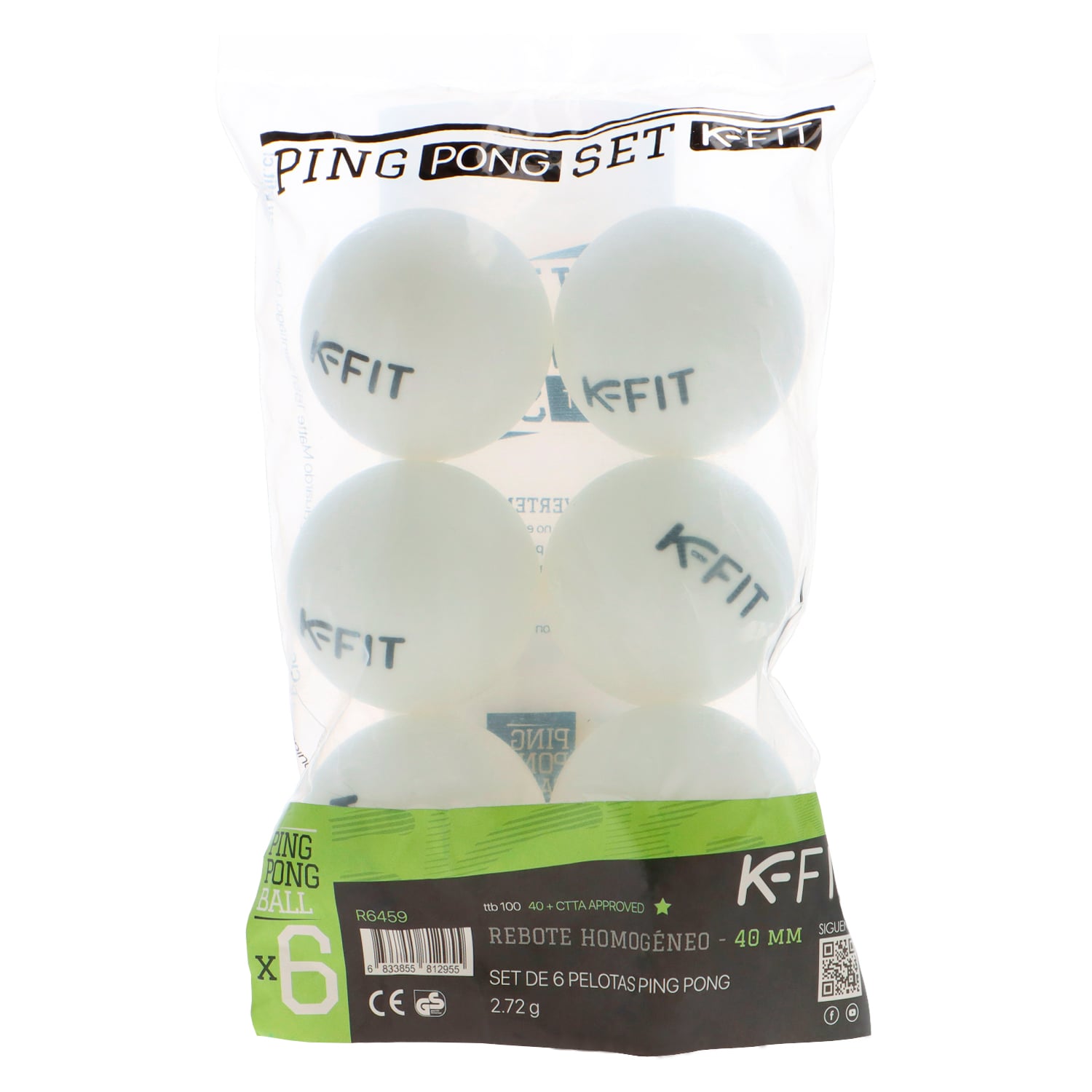 PACK DE 4 PALETAS PING PONG + 12 PELOTAS NARANJAS Y BLANCOS K-FIT - 11