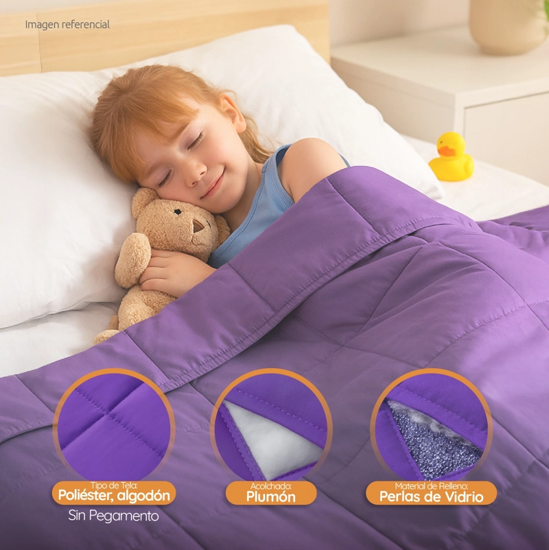 MANTA DE GRAVEDAD NIÑOS VIOLETA 2.3K 122x92 CM MANTA DE PESO - 3