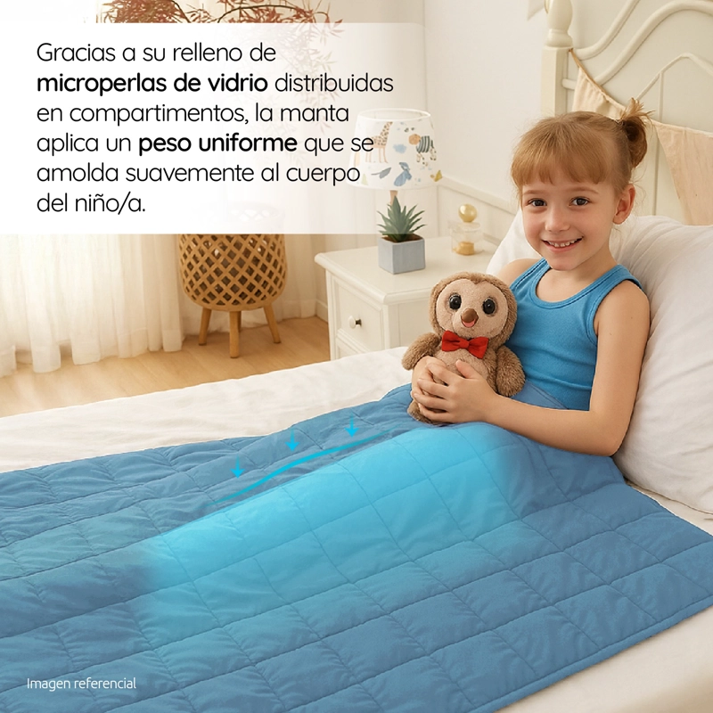 MANTA DE GRAVEDAD NIÑOS CELESTE 2.3K 122x92 CM MANTA DE PESO - 4