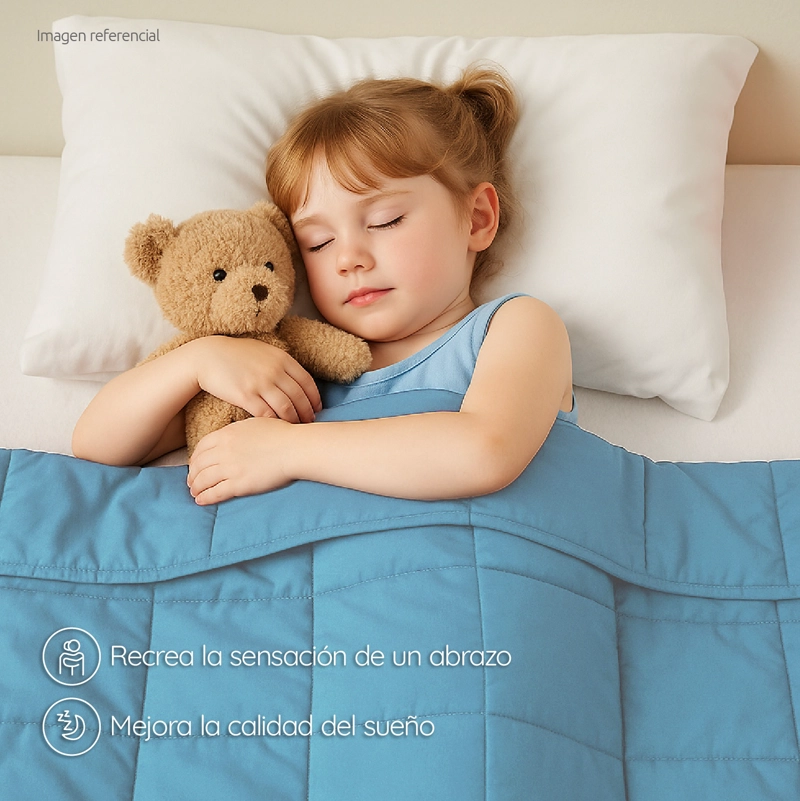 MANTA DE GRAVEDAD NIÑOS CELESTE 2.3K 122x92 CM MANTA DE PESO - 6