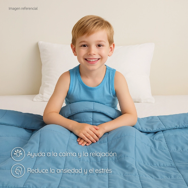 MANTA DE GRAVEDAD NIÑOS CELESTE 2.3K 122x92 CM MANTA DE PESO - 8