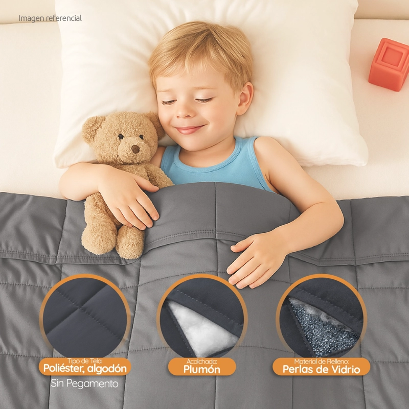 MANTA DE GRAVEDAD NIÑOS GRIS 4.5K 152x102 CM TRASTORNO SUEÑO - 3