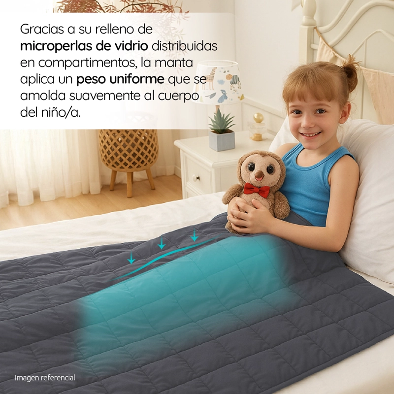 MANTA DE GRAVEDAD NIÑOS GRIS 4.5K 152x102 CM TRASTORNO SUEÑO - 4