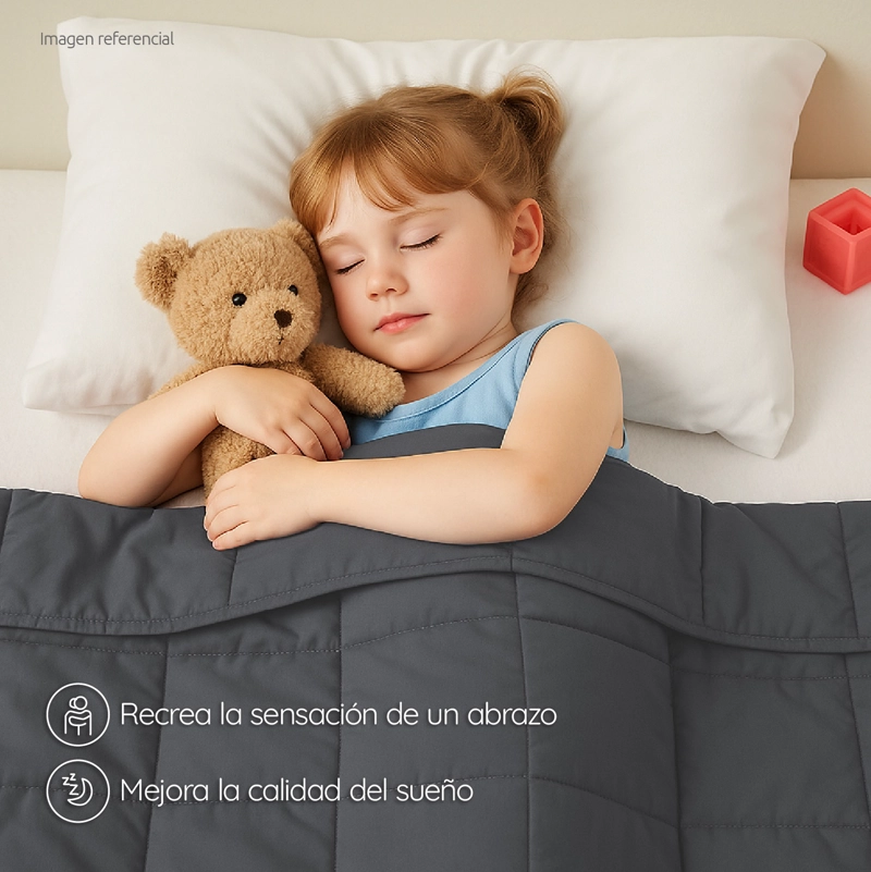 MANTA DE GRAVEDAD NIÑOS GRIS 4.5K 152x102 CM TRASTORNO SUEÑO - 6