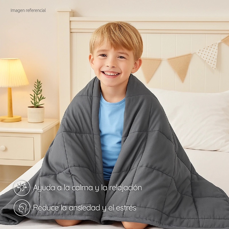 MANTA DE GRAVEDAD NIÑOS GRIS 4.5K 152x102 CM TRASTORNO SUEÑO - 8