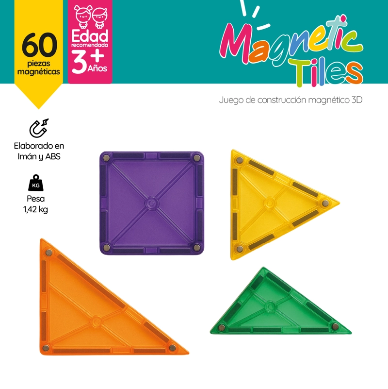 JUEGO DE BLOQUES CONSTRUCCIÓN MAGNÉTICOS 3D 60 PIEZAS GLOWUP - 2