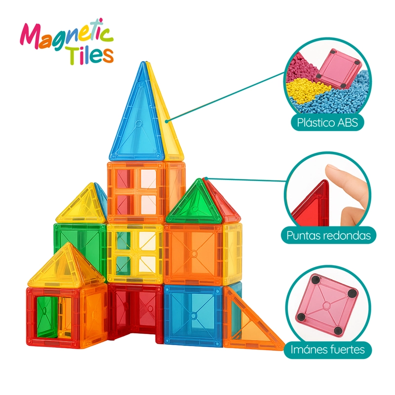 JUEGO DE BLOQUES CONSTRUCCIÓN MAGNÉTICOS 3D 60 PIEZAS GLOWUP - 3