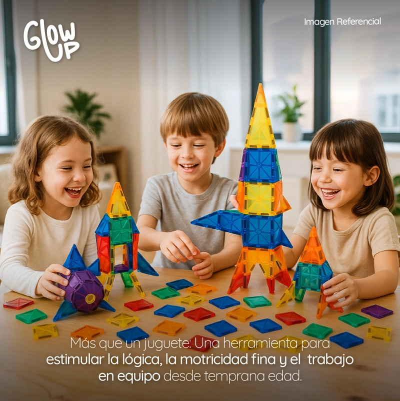 JUEGO DE BLOQUES CONSTRUCCIÓN MAGNÉTICOS 3D 60 PIEZAS GLOWUP - 7