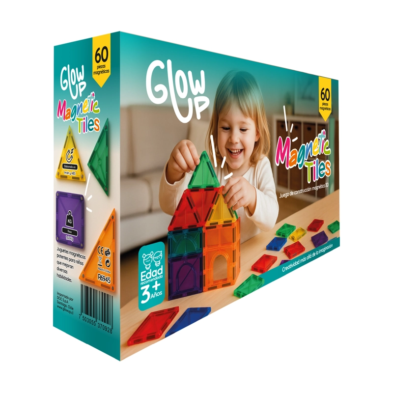 JUEGO DE BLOQUES CONSTRUCCIÓN MAGNÉTICOS 3D 60 PIEZAS GLOWUP - 8