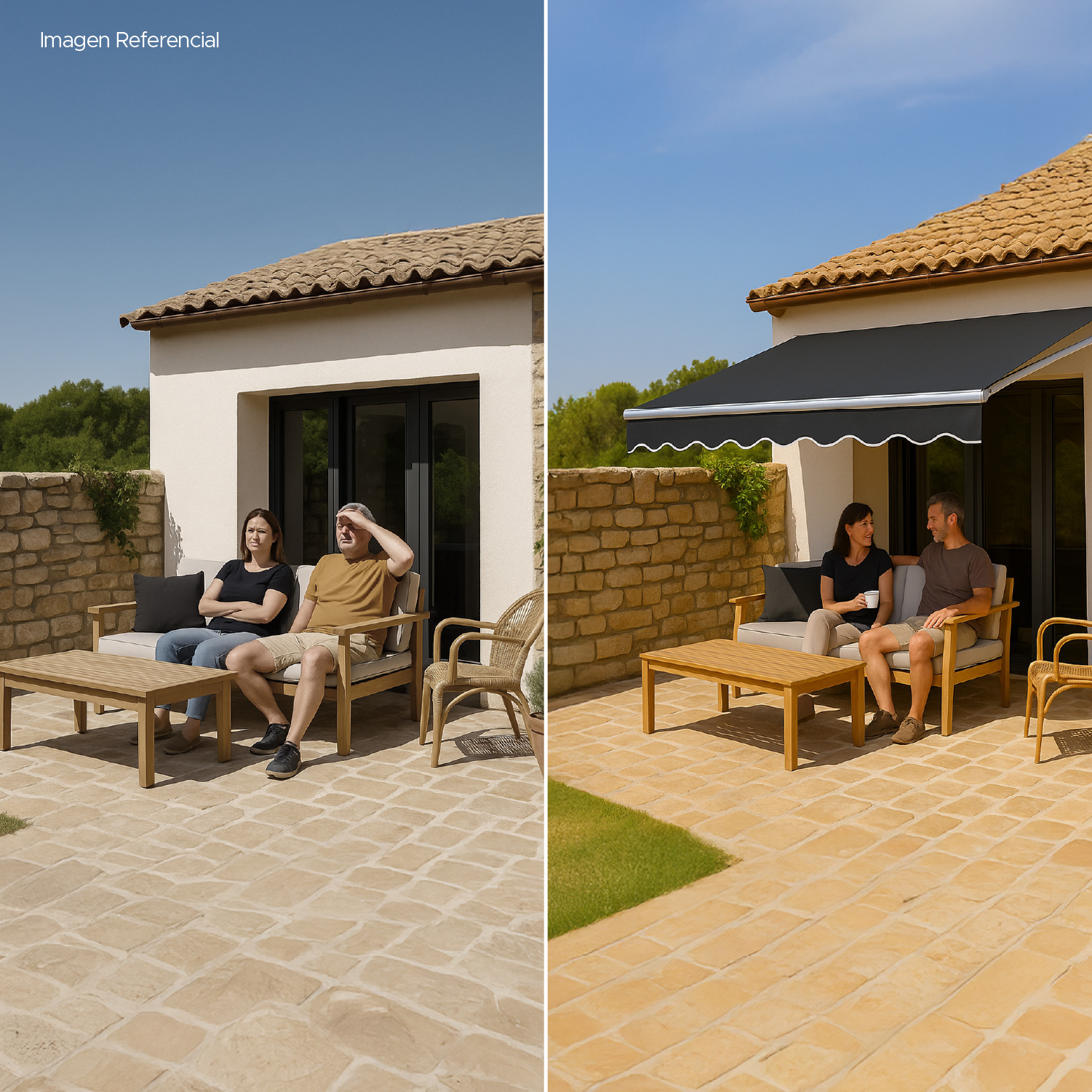TOLDO RETRÁCTIL 200X150 CM GRAFITO BRAZO MANUAL PARA TERRAZA - 6