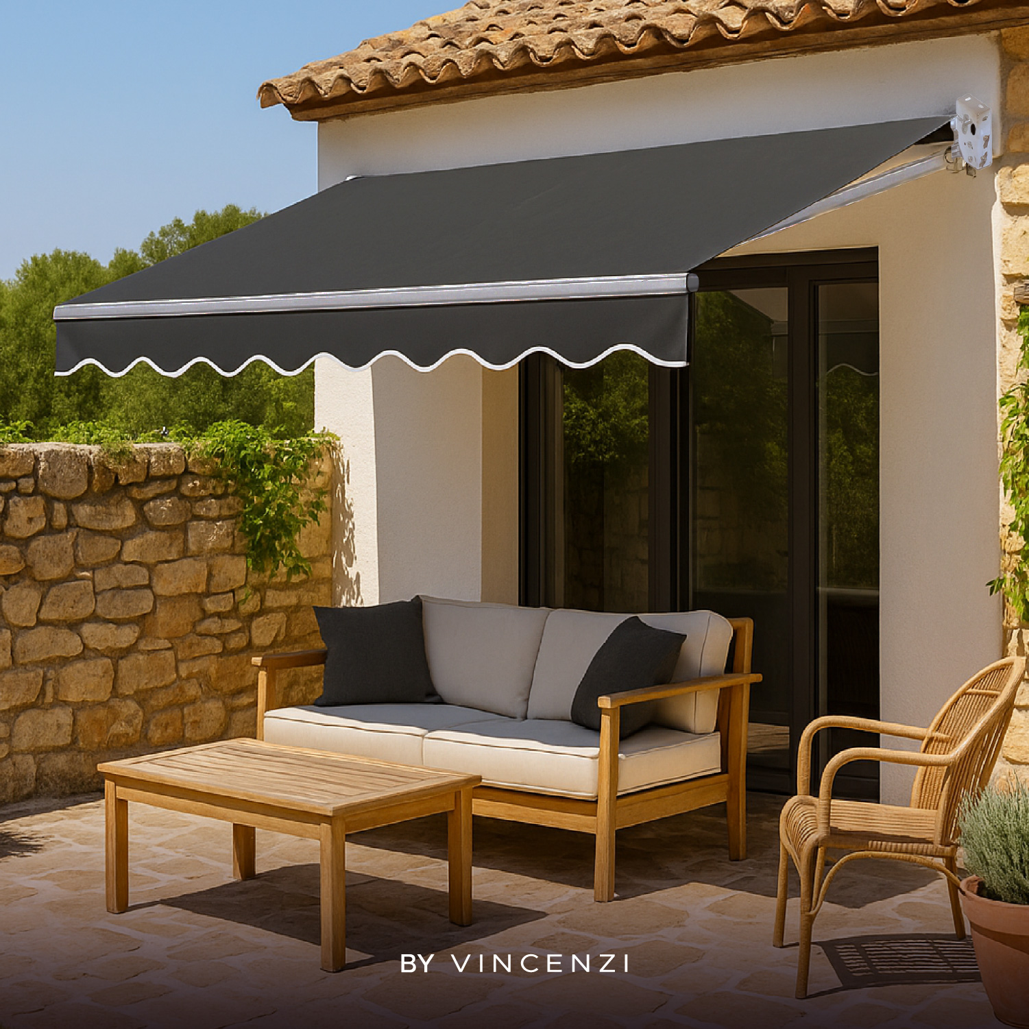 TOLDO RETRÁCTIL 200X150 CM GRAFITO BRAZO MANUAL PARA TERRAZA - 8