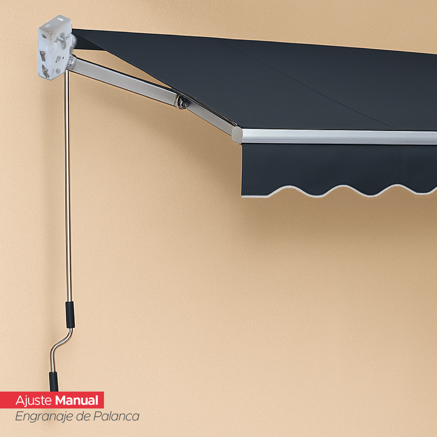 TOLDO RETRÁCTIL 300X250 CM GRAFITO BRAZO MANUAL PARA TERRAZA - 3