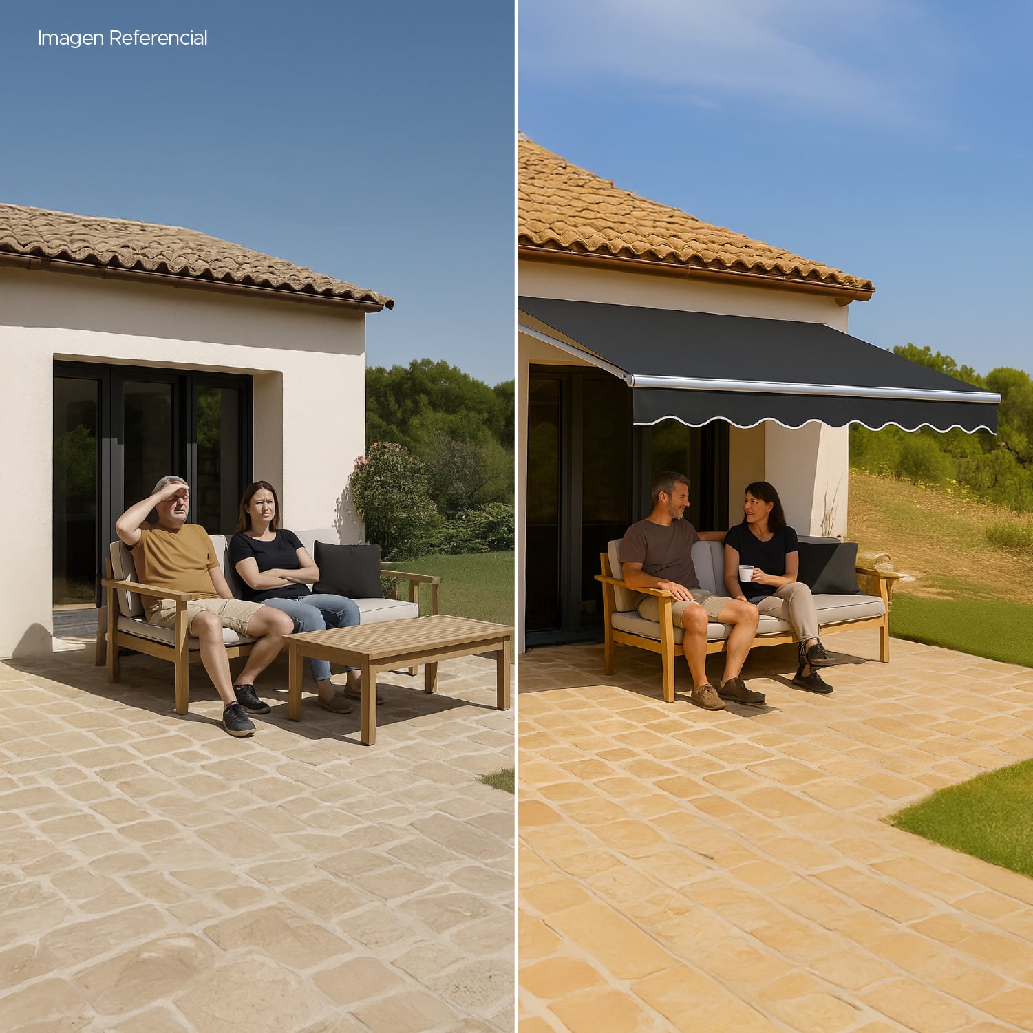 TOLDO RETRÁCTIL 300X250 CM GRAFITO BRAZO MANUAL PARA TERRAZA - 6