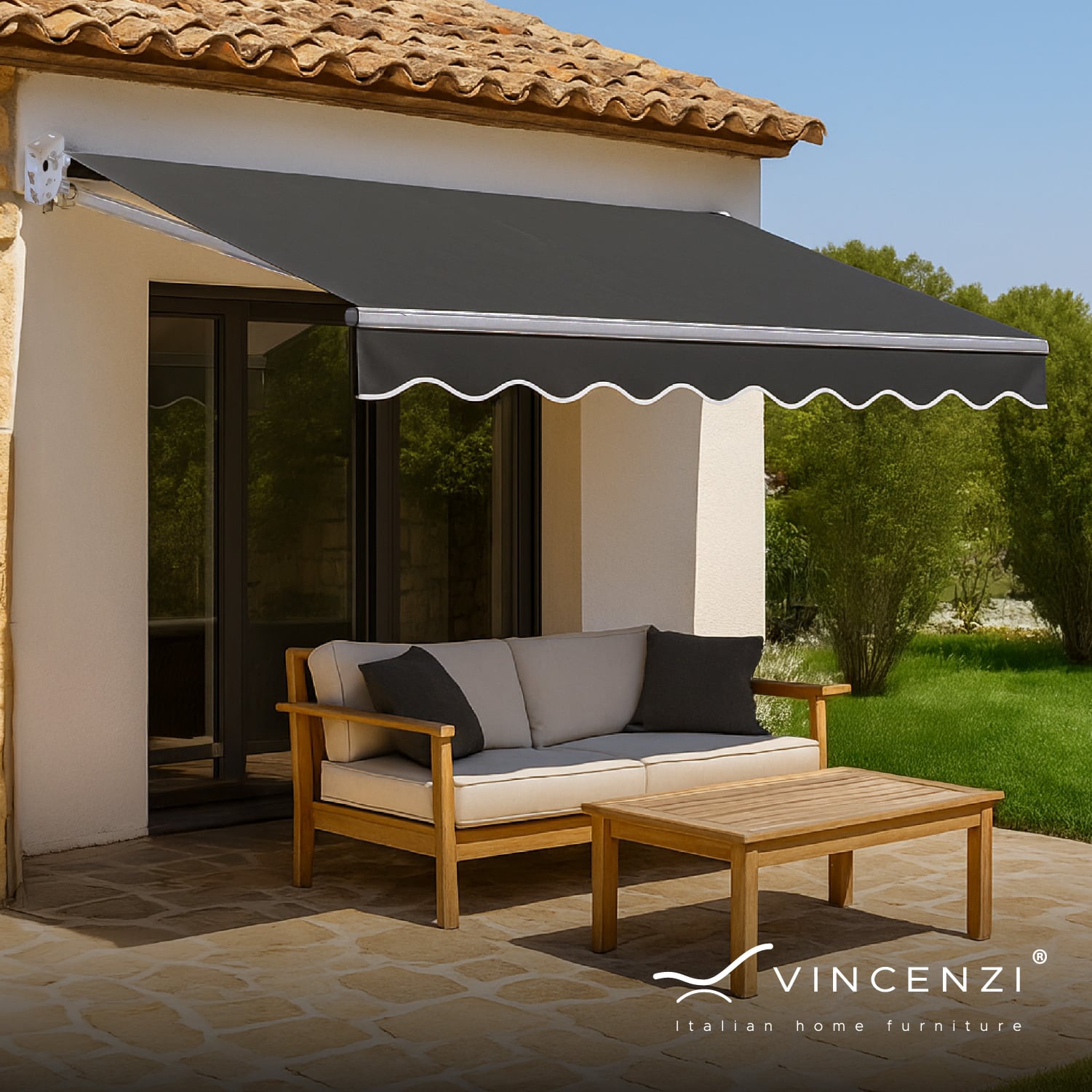 TOLDO RETRÁCTIL 300X250 CM GRAFITO BRAZO MANUAL PARA TERRAZA - 7