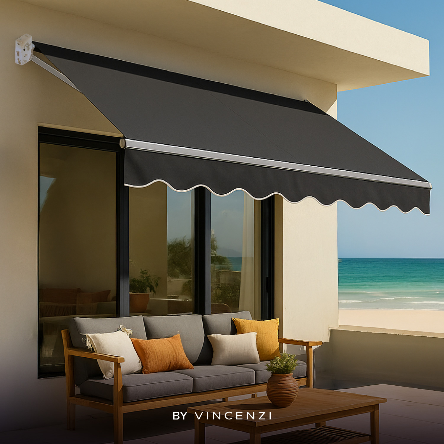 TOLDO RETRÁCTIL 300X250 CM GRAFITO BRAZO MANUAL PARA TERRAZA - 8