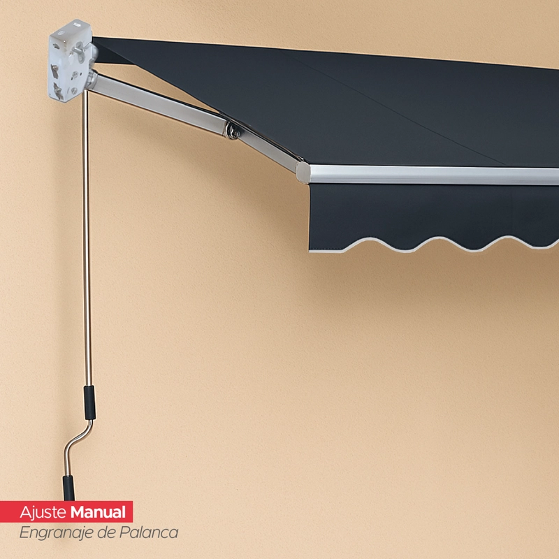 TOLDO RETRÁCTIL 400X250 CM GRAFITO BRAZO MANUAL PARA TERRAZA - 3