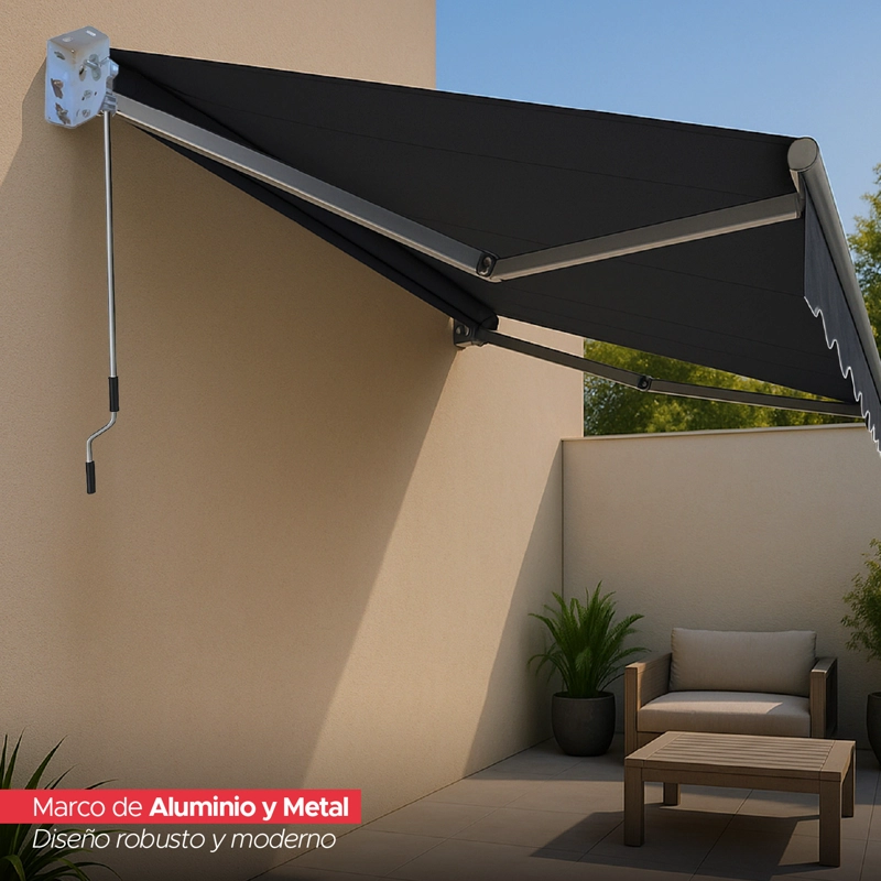 TOLDO RETRÁCTIL 400X250 CM GRAFITO BRAZO MANUAL PARA TERRAZA - 4
