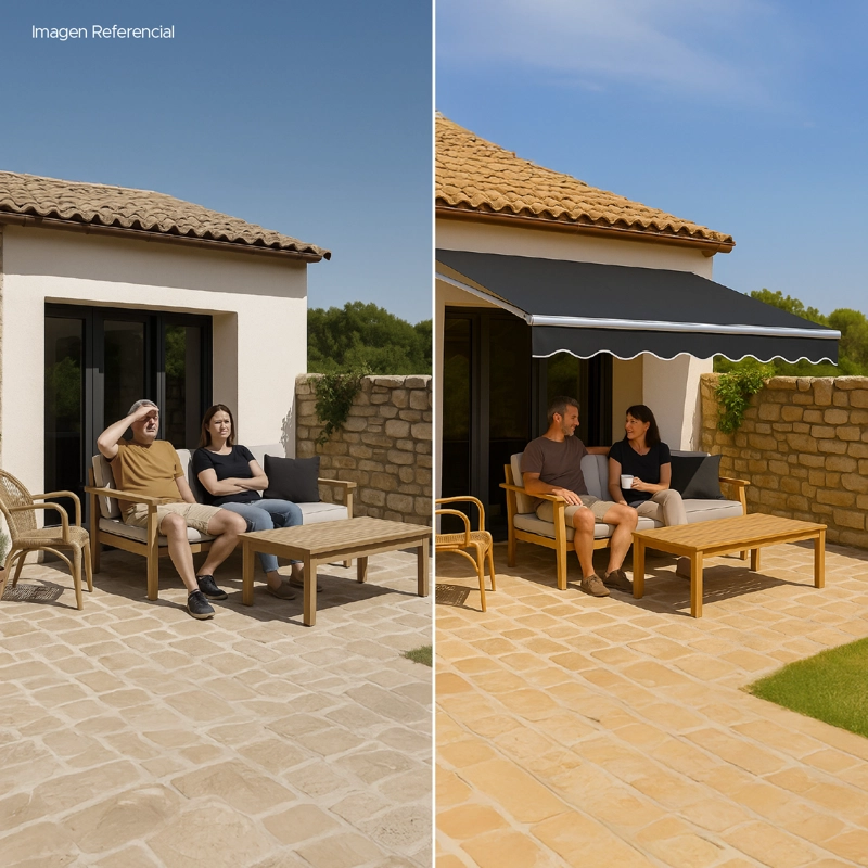 TOLDO RETRÁCTIL 400X250 CM GRAFITO BRAZO MANUAL PARA TERRAZA - 6