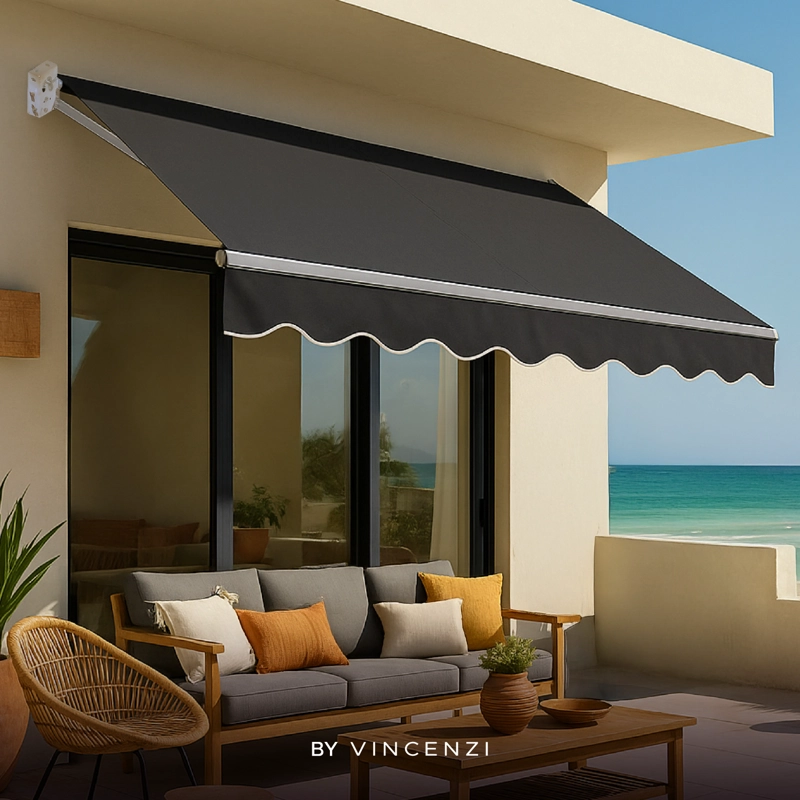 TOLDO RETRÁCTIL 400X250 CM GRAFITO BRAZO MANUAL PARA TERRAZA - 9