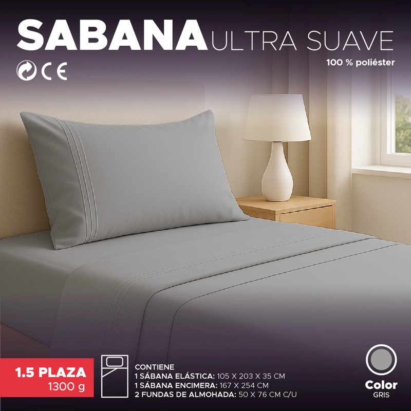 JUEGO DE SÁBANAS ULTRA SUAVE 1,5 PLAZAS VINCENZI - 2