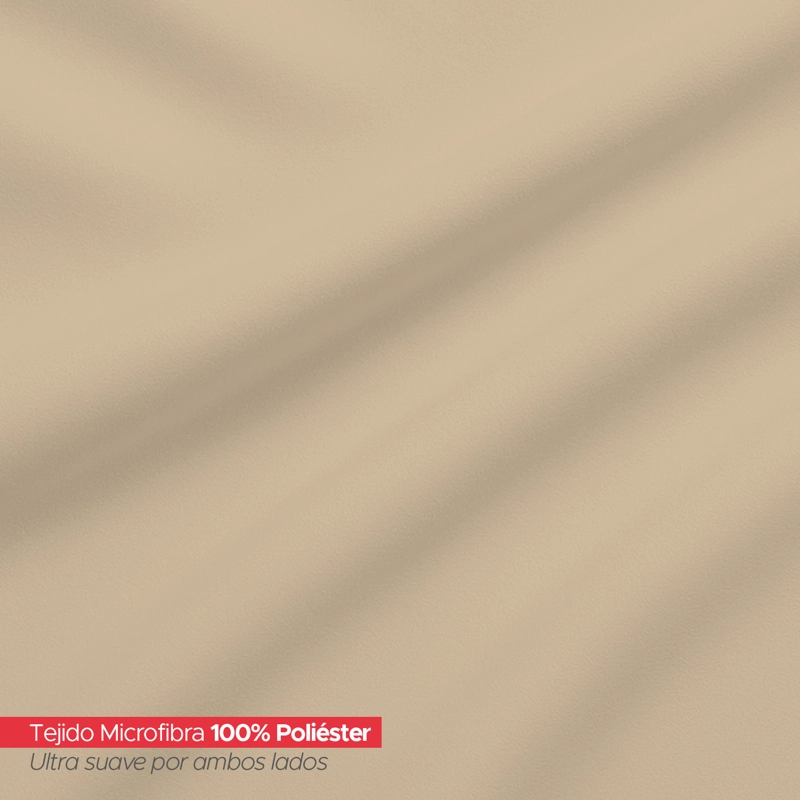 JUEGO DE SÁBANAS 1,5 PLAZAS BEIGE SUAVE CON FUNDAS Y AJUSTE ELÁSTICO VINCENZI - 4