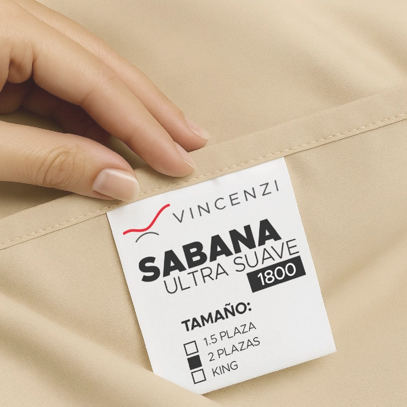 Juego Sábanas Vincenzi Beige 2 Plazas Ultra Suave Hipoalergénicas - 10