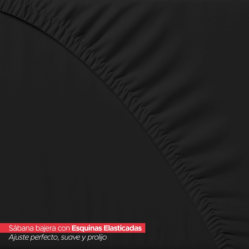 Juego de Sábanas 2 Plazas Negro Elegante con Ajuste y Fundas - 6
