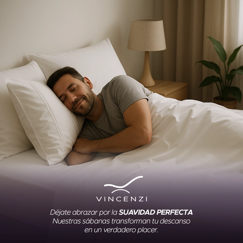Juego Sábanas King Blanco Suave con Fundas y Ajuste Elástico Vincenzi - 8