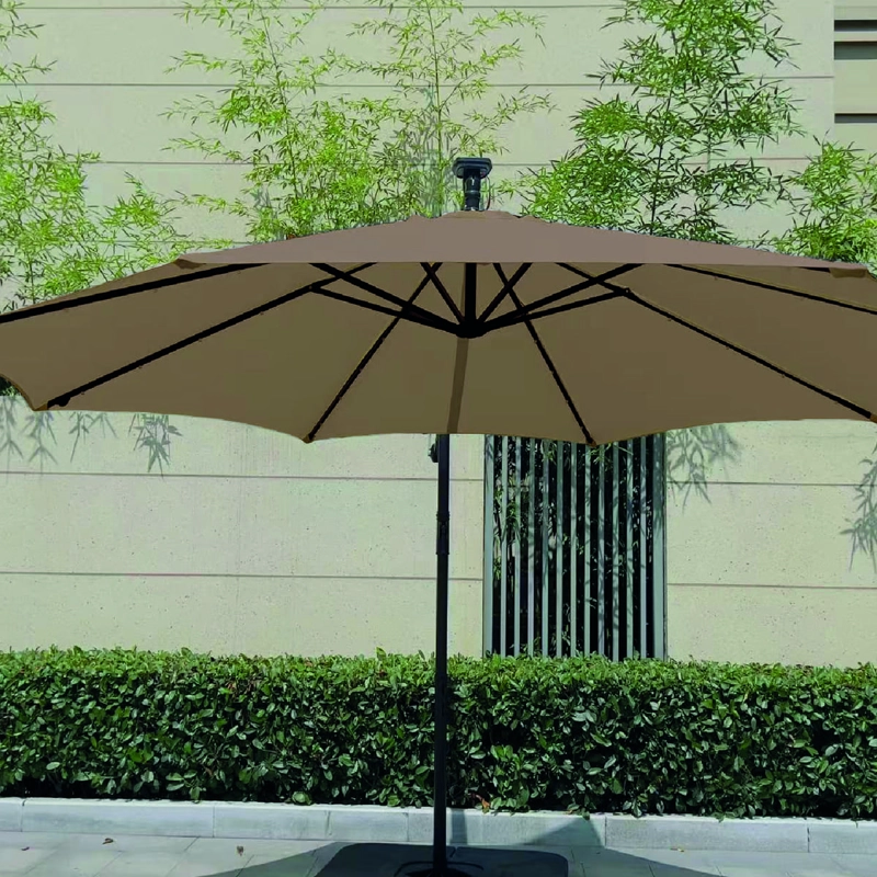 QUITASOL TERRAZA 360° 3X3 MT PANEL SOLAR LUZ LED KHAKI OSCURO VINCENZI - 10