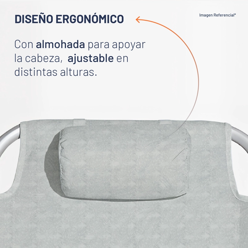 SILLA DE PLAYA ALUMINIO MADERA Y TELA RESISTENTE GRIS MIGLU - 4