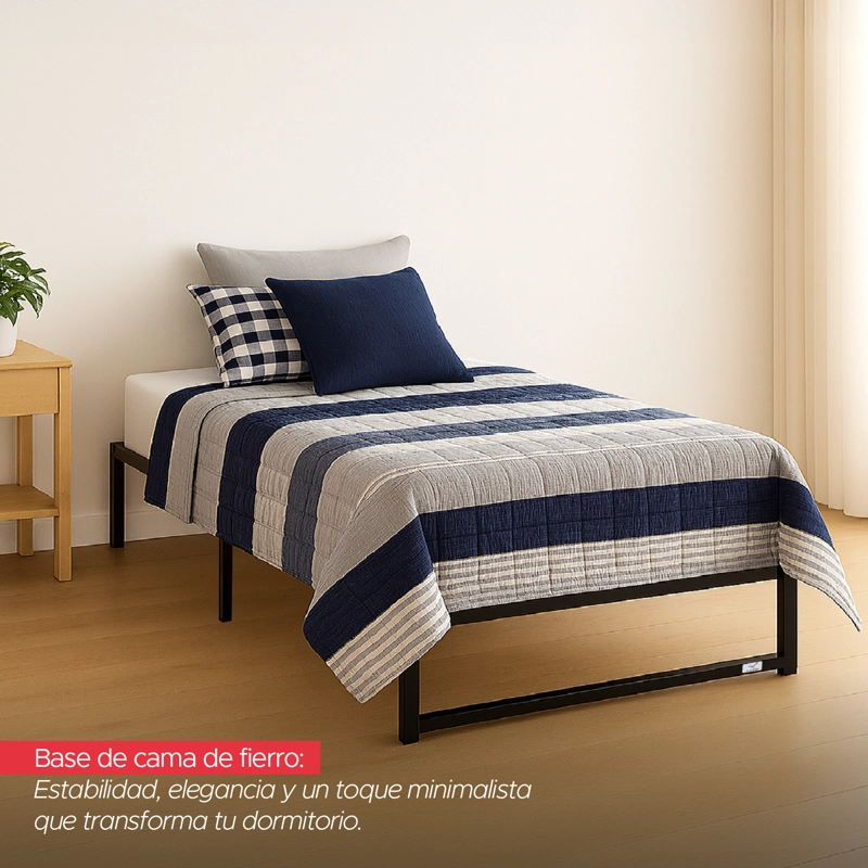 BASE PARA CAMA EUROPEA ACERO NEGRO 90X190 ZEN 1 PZA VINCENZI - 5