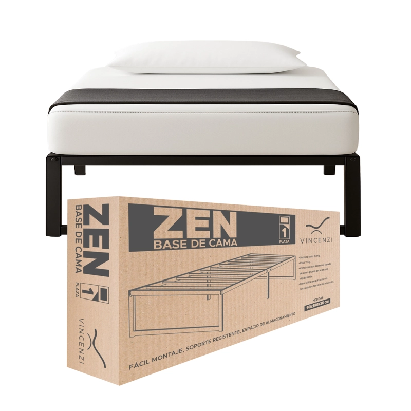 BASE PARA CAMA EUROPEA ACERO NEGRO 90X190 ZEN 1 PZA VINCENZI - 9