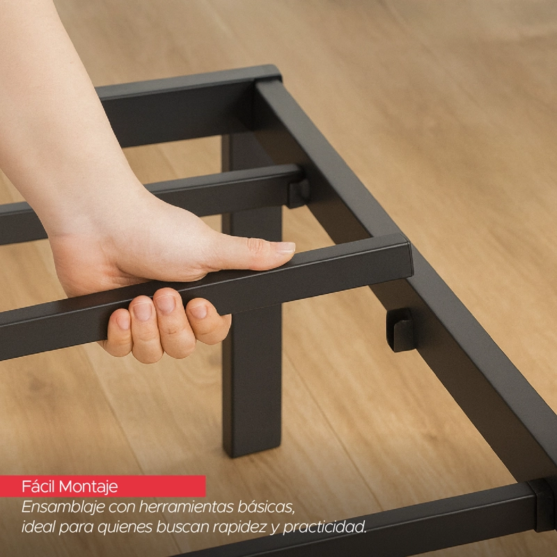 BASE PARA CAMA EUROPEA ACERO NEGRO 105X190 1,5 PZA VINCENZI - 10