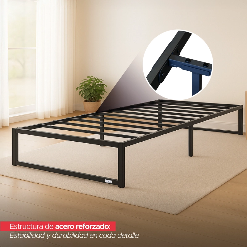 BASE PARA CAMA EUROPEA ACERO NEGRO 105X190 1,5 PZA VINCENZI - 4