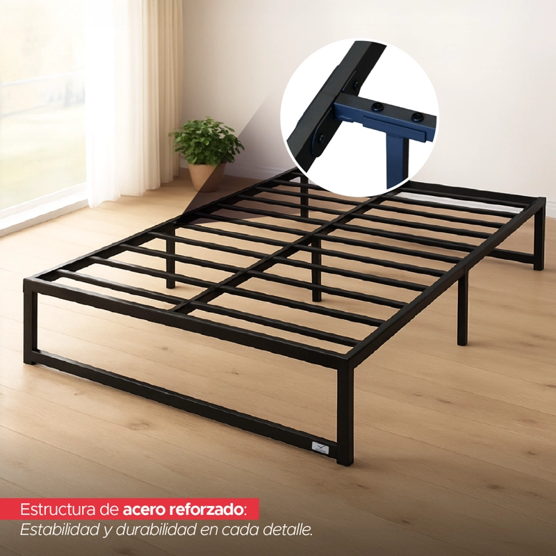 BASE PARA CAMA EUROPEA ACERO NEGRO 150X190 CM 2 PZA VINCENZI - 4