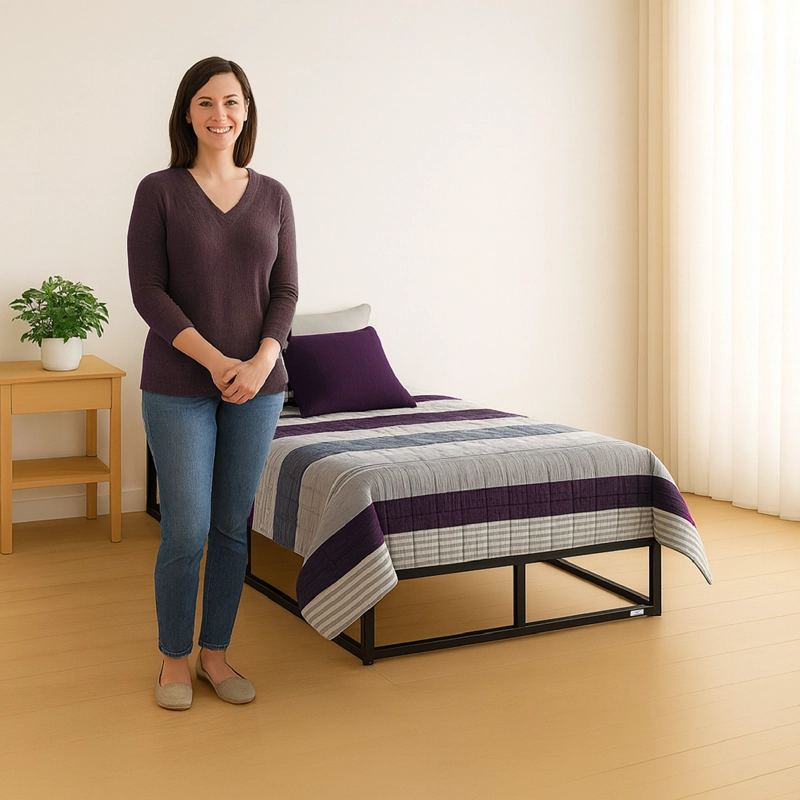 BASE PARA CAMA EUROPEA ACERO Y MADERA 90X190 1 PZA VINCENZI NEGRO - 6