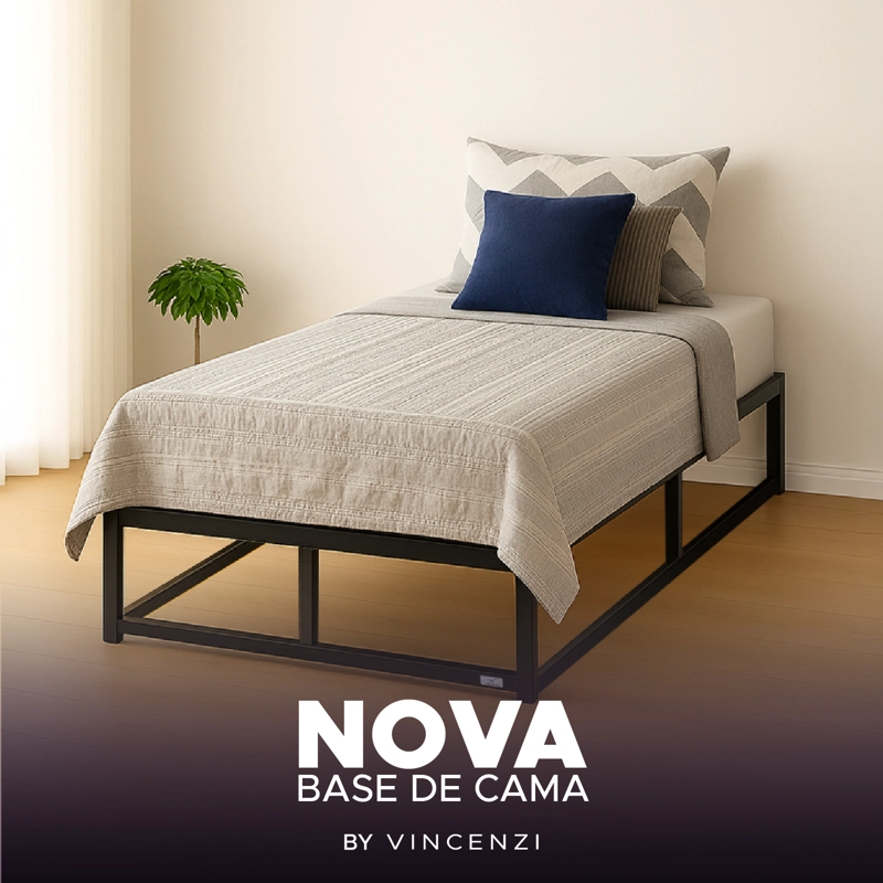 BASE PARA CAMA EUROPEA ACERO Y MADERA 90X190 1 PZA VINCENZI NEGRO - 8